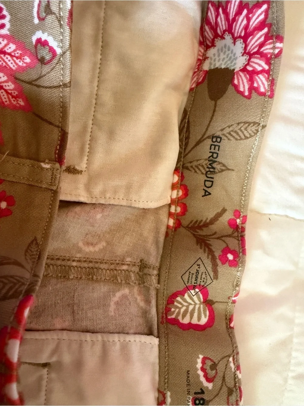 St. John's Bay Khaki Floral  Bermuda Shorts - Pink Accents
